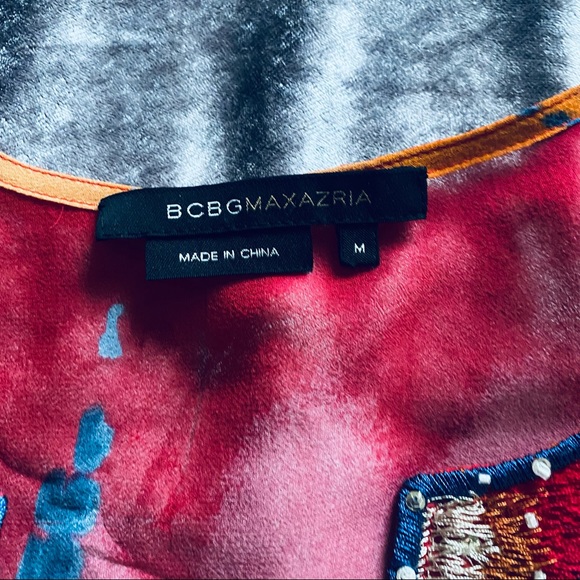 BCBG Tie dye sheer embroidered tunic medium - Picture 5 of 7